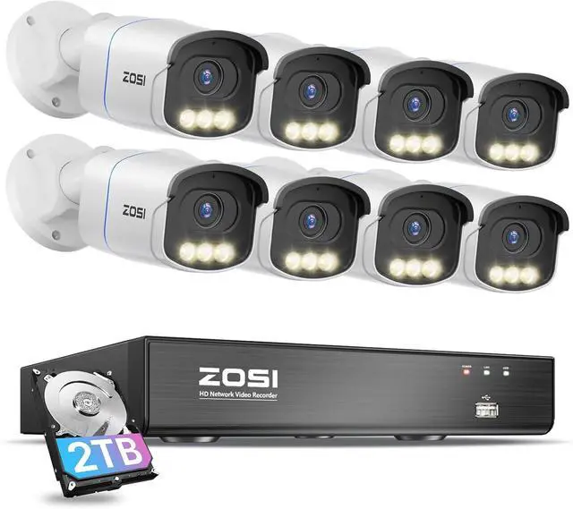 Main image of Gadpiparty ZOSI 4K PoE Security Camera System,8-Pack Outdoor Indoor Wired Cameras,True Full Color Night Vision,Person/Vehicle Detection,Two-Way Audio,8MP 8CH NVR with 2TB HDD for 24/7 Recording