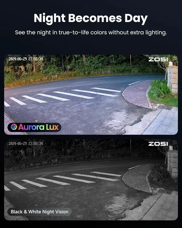 Alt view image 2 of 7 - Gadpiparty ZOSI 4K PoE Security Camera System,8-Pack Outdoor Indoor Wired Cameras,True Full Color Night Vision,Person/Vehicle Detection,Two-Way Audio,8MP 8CH NVR with 2TB HDD for 24/7 Recording