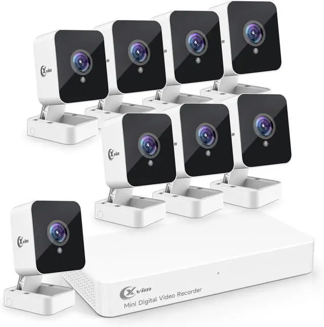Main image of Gadpiparty XVIM 8CH Wired Security Camera System with 64G SD Card, Mini 8PCS Surveillance Camera System Outdoor, Remote Access, Night Vision, Waterproof