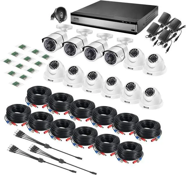 Alt view image 2 of 7 - Gadpiparty ZOSI 16Channel 1080P HD Security Camera System 2TB Hard Drive, 16CH 4-in-1 DVR with 4 Bullet Cameras, 8 Dome Cameras Waterproof Surveillance Indoor Outdoor Cameras, Remote Home Monitoring