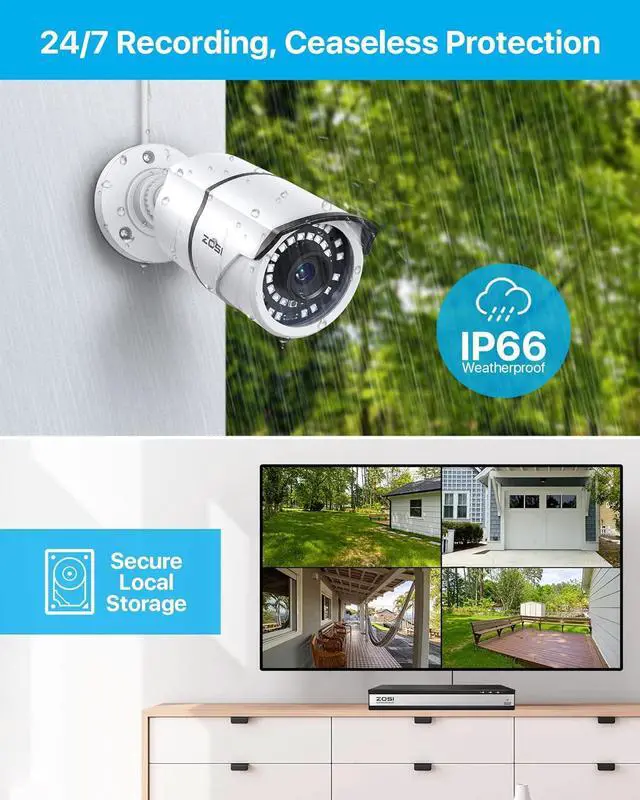 Alt view image 2 of 7 - Gadpiparty ZOSI 16CH PoE Security Camera System, 8MP 16 Channel CCTV NVR with 3TB HDD,8pcs Wired 5MP PoE IP Cameras Outdoor Indoor