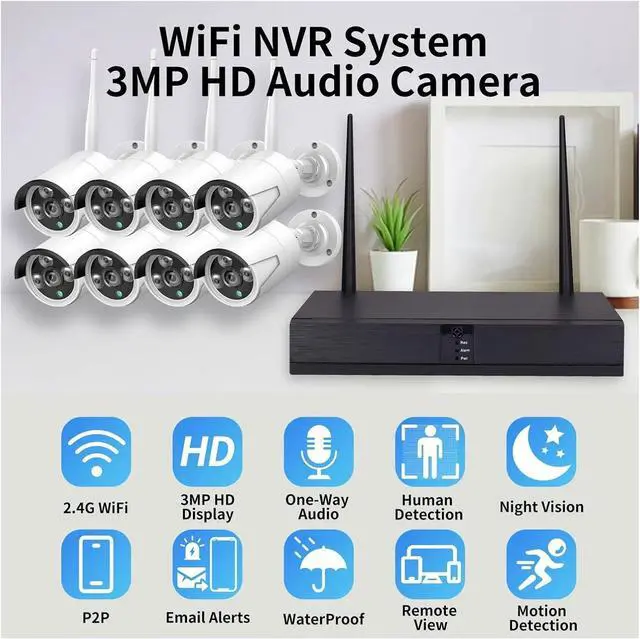 Alt view image 3 of 7 - Gadpiparty Wireless Face Detection CCTV System 8CH H.265 NVR with 3MP Outdoor Audio Camera IP Security WiFi Video Surveillance Kit(None,8CH NVR and 2Cameras)