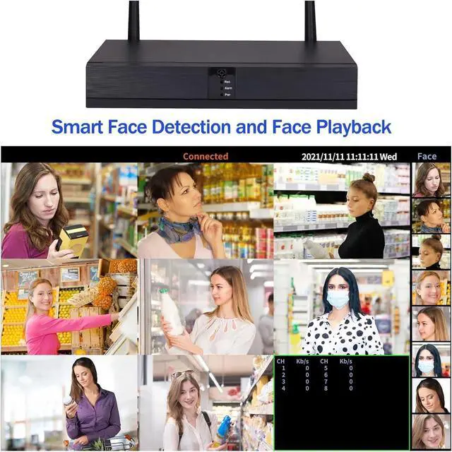 Alt view image 5 of 7 - Gadpiparty Wireless Face Detection CCTV System 8CH H.265 NVR with 3MP Outdoor Audio Camera IP Security WiFi Video Surveillance Kit(None,8CH NVR and 2Cameras)