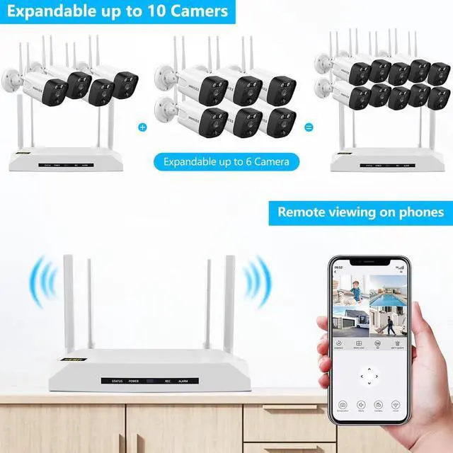 Alt view image 3 of 7 - Gadpiparty (2-Way Audio) 4-Antennas Enchance Outdoor Wireless Security Camera System WiFi Cameras Video Surveillance DVR Kit