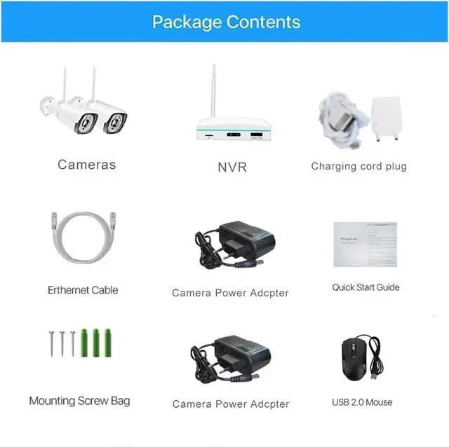 Alt view image 6 of 6 - Gadpiparty 8CH WiFi NVR CCTV System 3MP H.265 IP Camera Security System Video Surveillance Monitor Kit Human Detection Night Vision(NVR-2608N-2)