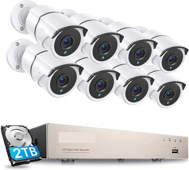 Alt view image 2 of 7 - Gadpiparty Security Camera Security Cameras System with Audio 8CH 5MP Lite DVR 8 * 1080P 2MP Day/Night Vision Outdoor Home CCTV Surveillance Cameras No Monthly Fee (Build-in HDD : None Color : White)