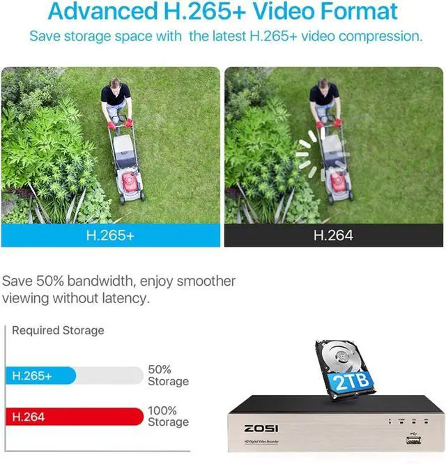 Alt view image 5 of 7 - Gadpiparty Security Camera Security Cameras System with Audio 8CH 5MP Lite DVR 8 * 1080P 2MP Day/Night Vision Outdoor Home CCTV Surveillance Cameras No Monthly Fee (Build-in HDD : None Color : White)