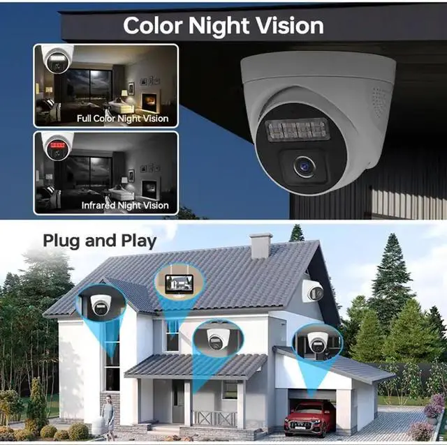 Alt view image 4 of 7 - Gadpiparty Wireless WiFi Full HD 5MP Security Camera System with 4 Cameras, 4CH 2K CCTV Home Surveillance Camera Kit System with Two Way Audio, Color Night Vision, Human Detection