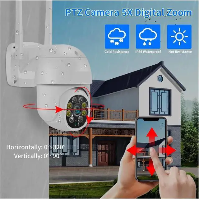 Alt view image 4 of 7 - Gadpiparty Wireless Camera Security System Kit 5MP 5X Digital PTZ 10CH NVR Outdoor CCTV Camera Set 2 Way Audio Surveillance System(None,3MP PTZ Camera Set)