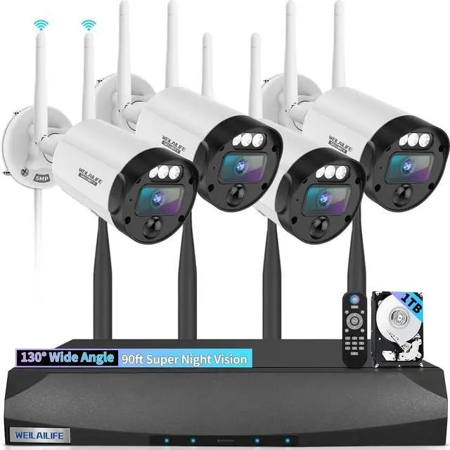 Main image of Gadpiparty 90ft Super Night Vision & 2-Way Audio Outdoor Wireless Security Camera System, WiFi Video Surveillance, Wireless Cameras for Home Security