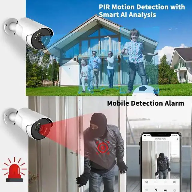 Alt view image 4 of 7 - Gadpiparty 8CH 4K POE Home Security Cameras System with 1T Hard Disk, Outdoor 8MP Plug and Play Surveillance NVR Kit with 2 Way Audio, Color Night Vision, Remote Viewing