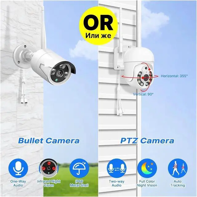 Alt view image 3 of 7 - Gadpiparty 5MP WiFi CCTV Camera Security System Kit 10CH NVR Recorder Set P2P Outdoor Wireless IP Cameras Video Surveillance System(None,3MP Bullet System_U/S)