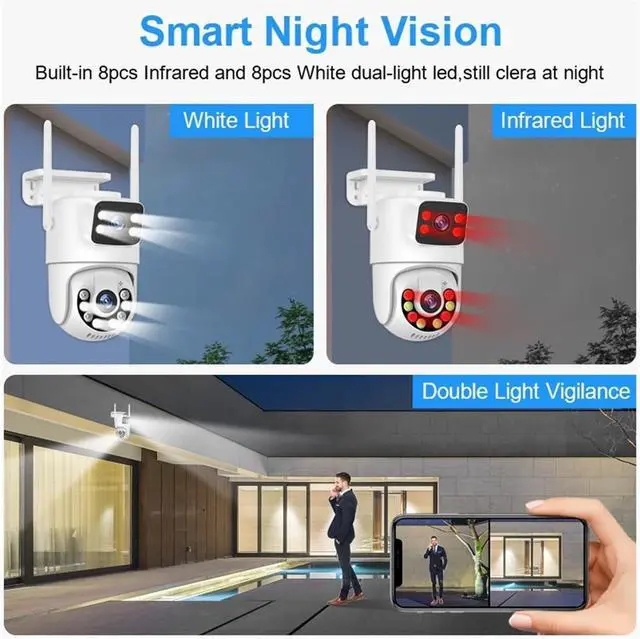 Alt view image 5 of 7 - Gadpiparty Wireless CCTV System WiFi Camera Kit 6MP IP Cameras with Dual Lens Security Audio 8CH NVR Video Surveillance Set(500g,8CH NVR and 4 CamB)