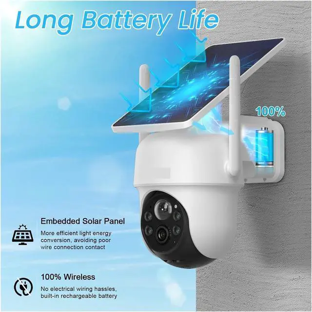 Alt view image 3 of 7 - Gadpiparty 2K/4MP Solar Wireless Security Camera System Outdoor WiFi Surveillance Camera Kits Rechargeable Battery Solar Powered(Only 2 Cameras)