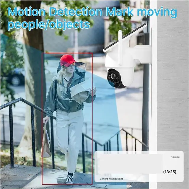 Alt view image 4 of 7 - Gadpiparty 2K/4MP Solar Wireless Security Camera System Outdoor WiFi Surveillance Camera Kits Rechargeable Battery Solar Powered(Only 2 Cameras)