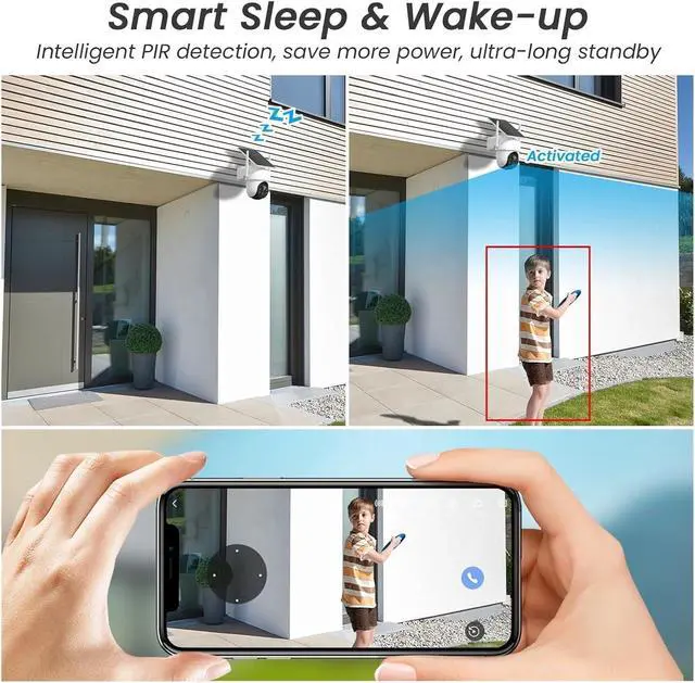 Alt view image 6 of 7 - Gadpiparty 2K/4MP Solar Wireless Security Camera System Outdoor WiFi Surveillance Camera Kits Rechargeable Battery Solar Powered(Only 2 Cameras)