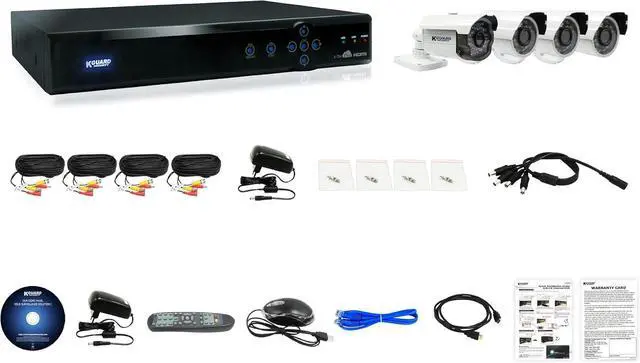 Alt view image 2 of 4 - Gadpiparty AR421-CKT001-500GB Aurora Series Home Security System 4 Channel QR Cloud 960H DVR with 1x 800TVL Auto Tracking 3x 700TVL Cameras 500G HDD (Black)