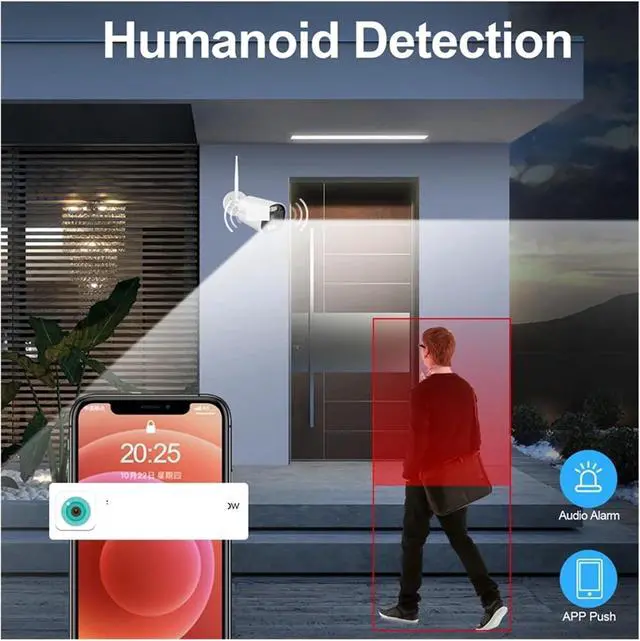 Alt view image 6 of 7 - Gadpiparty Wireless CCTV System WiFi Camera Kit 5MP HD Security Camera Audio AI Face Detect IP 8CH NVR Video Surveillance Set(None,8CH NVR 4 Cams 5MP)