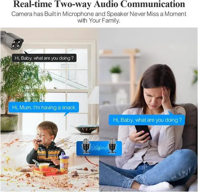 Alt view image 3 of 6 - Gadpiparty 8CH 5MP 8MP Security Camera System 4K HD POE IP Camera Kit Two Way Audio Face Detect Metal Outdoor Video Surveillance(4T,8CH 2Pcs 8MP Camera)