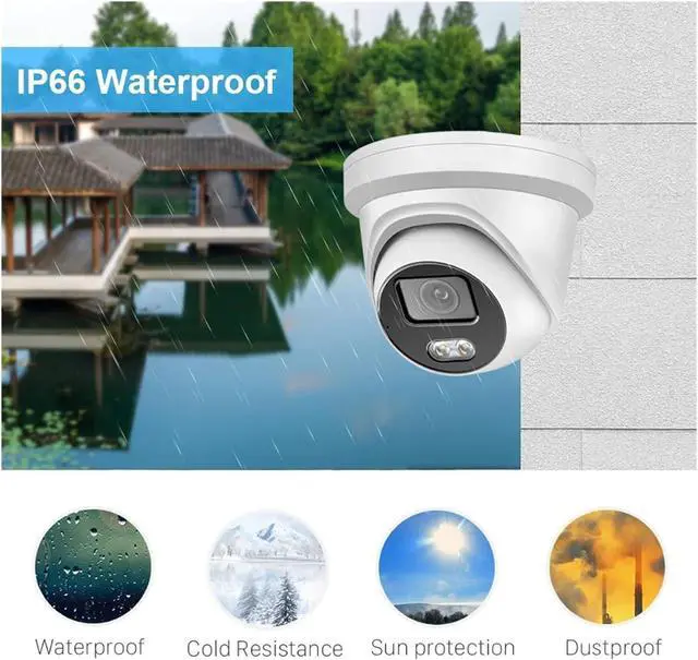 Alt view image 6 of 7 - Gadpiparty 8CH CCTV Security Camera System 4K POE NVR Kit Audio Waterproof Indoor Outdoor Dome IP Camera 8mp Color Night Camera Set(None,8CH NVR x 4PCS 2K)