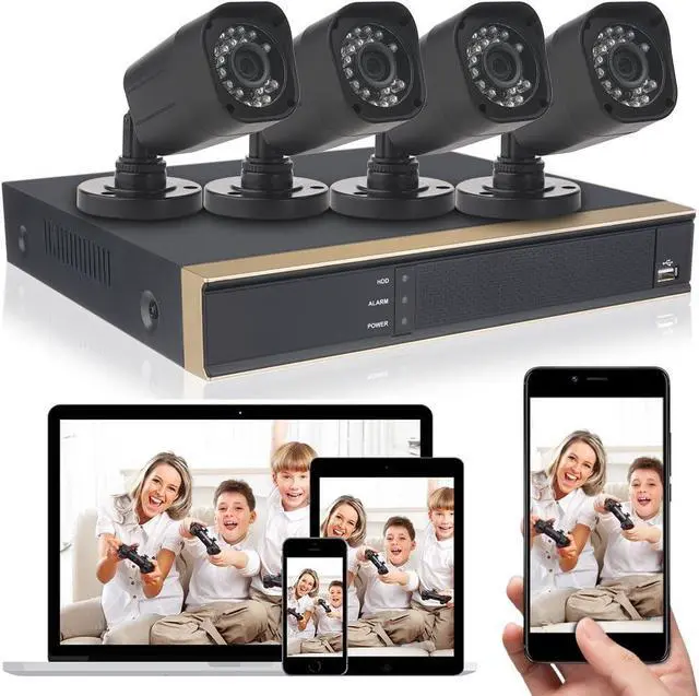 Alt view image 2 of 7 - Gadpiparty ELEOPTION 5 in 1 Security Camera System 4CH 1080N DVR Recorder Video and 4X 720P Surveillance Camera Waterproof Security Surveillance with App Control Night Vision Motion (K3042HV-Black)