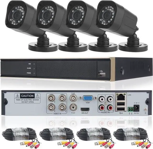 Alt view image 3 of 7 - Gadpiparty ELEOPTION 5 in 1 Security Camera System 4CH 1080N DVR Recorder Video and 4X 720P Surveillance Camera Waterproof Security Surveillance with App Control Night Vision Motion (K3042HV-Black)