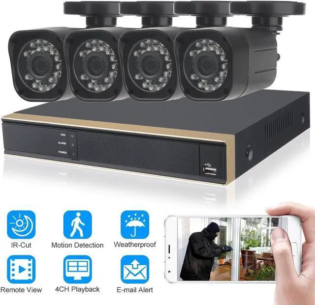 Alt view image 4 of 7 - Gadpiparty ELEOPTION 5 in 1 Security Camera System 4CH 1080N DVR Recorder Video and 4X 720P Surveillance Camera Waterproof Security Surveillance with App Control Night Vision Motion (K3042HV-Black)