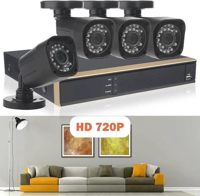 Alt view image 5 of 7 - Gadpiparty ELEOPTION 5 in 1 Security Camera System 4CH 1080N DVR Recorder Video and 4X 720P Surveillance Camera Waterproof Security Surveillance with App Control Night Vision Motion (K3042HV-Black)