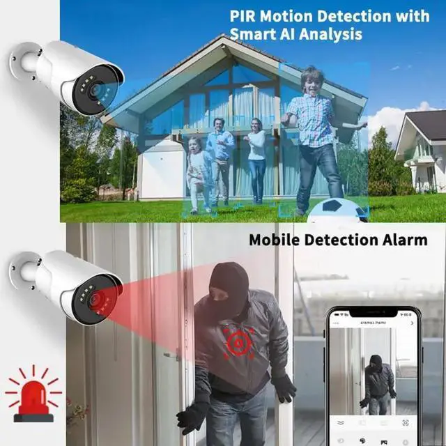 Alt view image 4 of 7 - Gadpiparty 8CH 5MP POE Home Security Cameras System, Outdoor 2K Surveillance Camera NVR Kit with Two Way Audio, Motion Detection, Color Night Vision, Remote Viewing