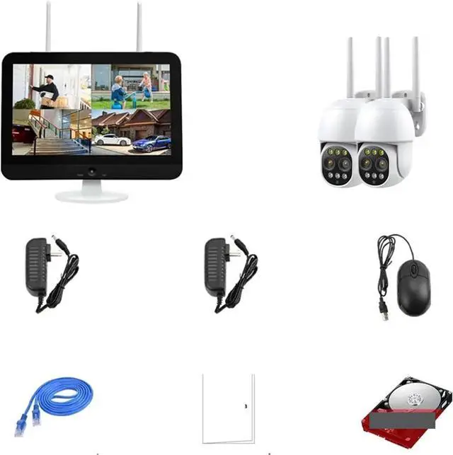 Main image of Gadpiparty 12.5 Inch Monitor 10CH NVR Kit Wireless PTZ Security 8MP 10X Zoom Camera System 2-Way Audio Home WiFi CCTV Surveillance Cameras(4T,10CH NVR 2 Camera_U/S)