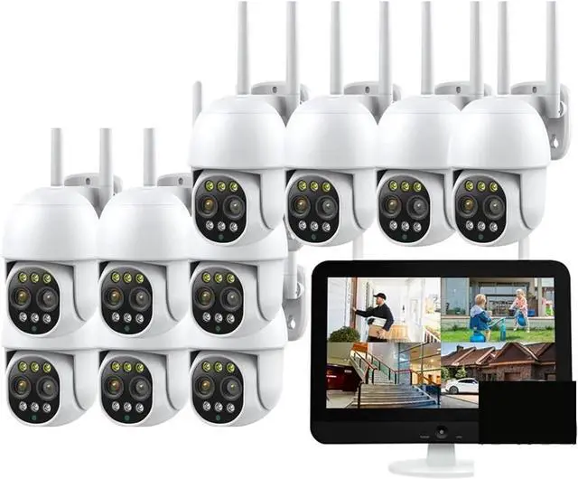 Alt view image 2 of 7 - Gadpiparty 12.5 Inch Monitor 10CH NVR Kit Wireless PTZ Security 8MP 10X Zoom Camera System 2-Way Audio Home WiFi CCTV Surveillance Cameras(4T,10CH NVR 2 Camera_U/S)