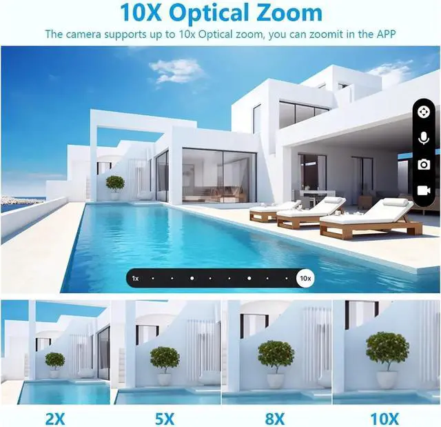 Alt view image 4 of 7 - Gadpiparty 12.5 Inch Monitor 10CH NVR Kit Wireless PTZ Security 8MP 10X Zoom Camera System 2-Way Audio Home WiFi CCTV Surveillance Cameras(4T,10CH NVR 2 Camera_U/S)