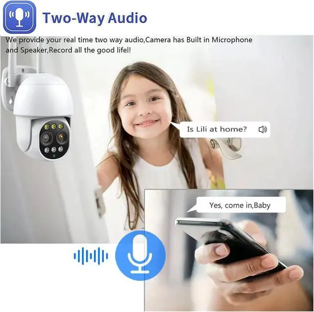 Alt view image 5 of 7 - Gadpiparty 12.5 Inch Monitor 10CH NVR Kit Wireless PTZ Security 8MP 10X Zoom Camera System 2-Way Audio Home WiFi CCTV Surveillance Cameras(4T,10CH NVR 2 Camera_U/S)