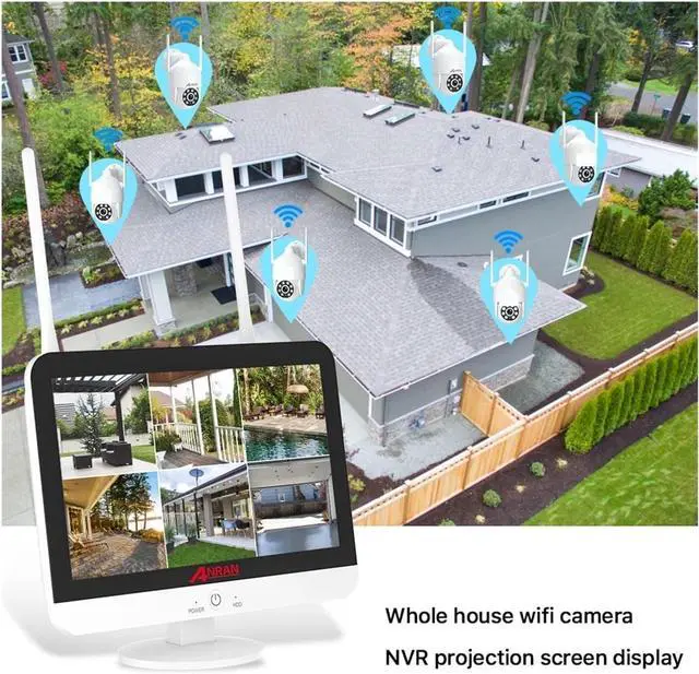 Alt view image 6 of 6 - Gadpiparty 5MP 13-Inch CCTV Camera System Surveillance IP Wireless 8CH NVR Set 2.4Ghz WiFi Audio Security Kit Full Color Night Vision(2T,3MP 4 Cameras)