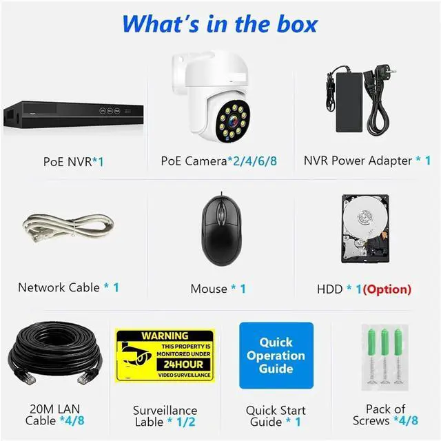 Alt view image 7 of 7 - Gadpiparty 4K Surveillance System 8MP 4MP Two Way Audio PTZ CCTV POE AI Security Camera 8CH P2P NVR Video Surveillance Kit(2T,8CH 4MP with 4 Cam)