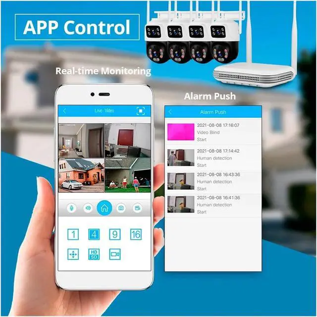 Alt view image 7 of 7 - Gadpiparty 6MP Full HD 8CH Wireless NVR Security WiFi IP Dual Lens Camera System Kit Outdoor Surveillance CCTV Audio Video Recorder(None,6PCS 6MP Dual Lens)