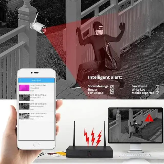 Alt view image 3 of 7 - Gadpiparty 4CH 5MP Wireless WiFi Security Camera System, Indoor and Outdoor HD Surveillance Kit with 4 Waterproof Cameras, with Audio Night Vision, Motion Detection, with 1TB Hard Disk