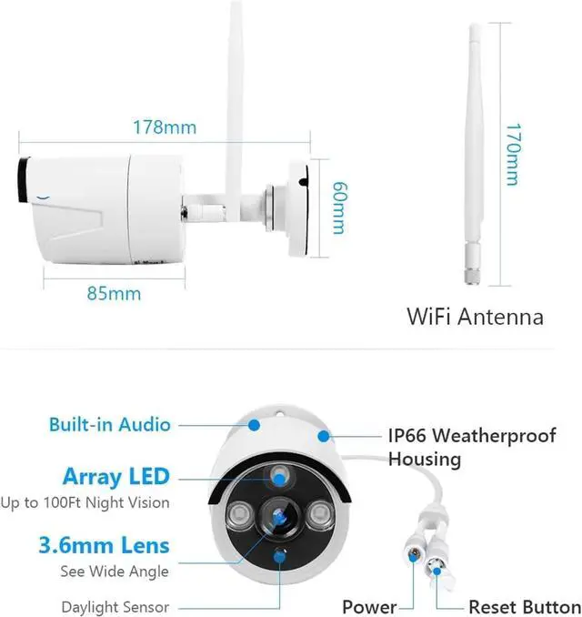 Alt view image 3 of 7 - Gadpiparty 5MP 8CH Wireless CCTV System 1920P Outdoor Waterproof WiFi IP Security Camera Audio Record P2P Video Surveillance Kit(None,8CH NVR with 6 Cam)