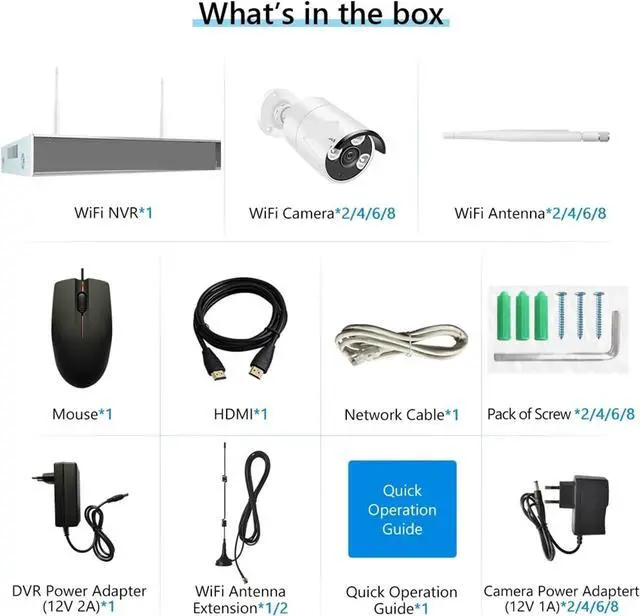 Alt view image 7 of 7 - Gadpiparty 5MP 8CH Wireless CCTV System 1920P Outdoor Waterproof WiFi IP Security Camera Audio Record P2P Video Surveillance Kit(None,8CH NVR with 6 Cam)