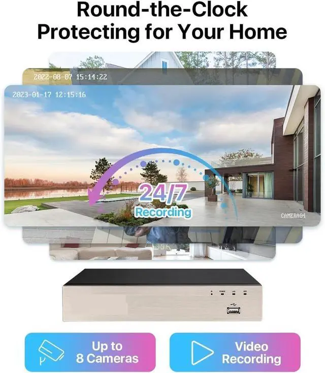 Alt view image 4 of 6 - Gadpiparty 2MP Home Wired Security System H.265+ 8CH DVR 4/8pcs 1080p Night Vision Outdoor Waterproof Video Surveillance Camera Kits(None,14)