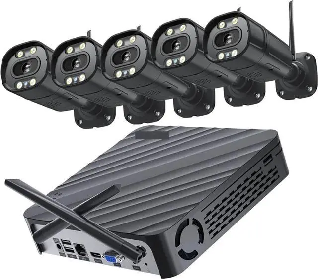 Alt view image 2 of 7 - Gadpiparty 5MP Wireless CCTV System 8CH NVR WiFi Camera Kit IP Cameras Security Audio Video Surveillance Set Two Way Audio Monitor(4PCS 3MP Camera)