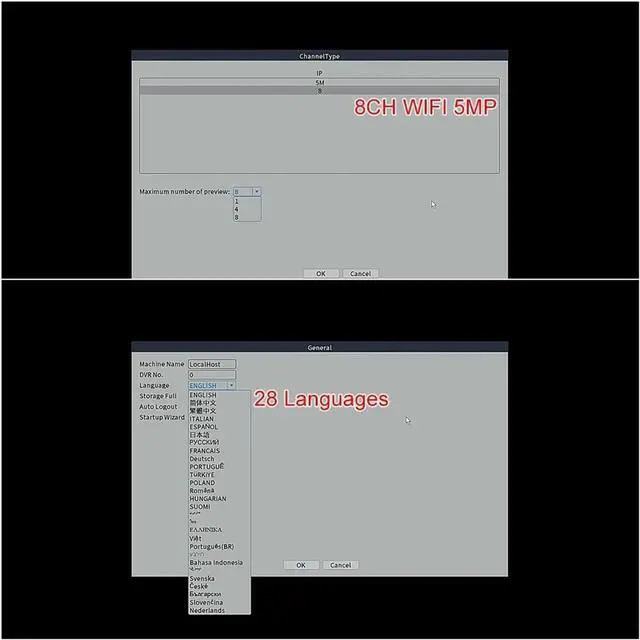 Alt view image 4 of 7 - Gadpiparty 5MP Wireless CCTV System 8CH NVR WiFi Camera Kit IP Cameras Security Audio Video Surveillance Set Two Way Audio Monitor(4PCS 3MP Camera)