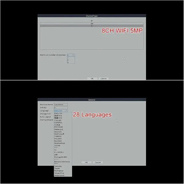 Alt view image 4 of 7 - Gadpiparty 5MP Wireless CCTV System 8CH NVR WiFi Camera Kit IP Cameras Security Audio Video Surveillance Set Two Way Audio Monitor(2PCS 5MP Camera)