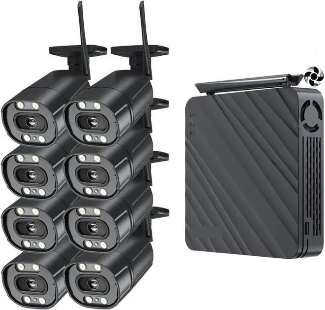 Alt view image 2 of 7 - Gadpiparty 5MP Wireless CCTV System 8CH NVR WiFi Camera Kit IP Cameras Security Audio Video Surveillance Set Two Way Audio Monitor(2PCS 5MP Camera)