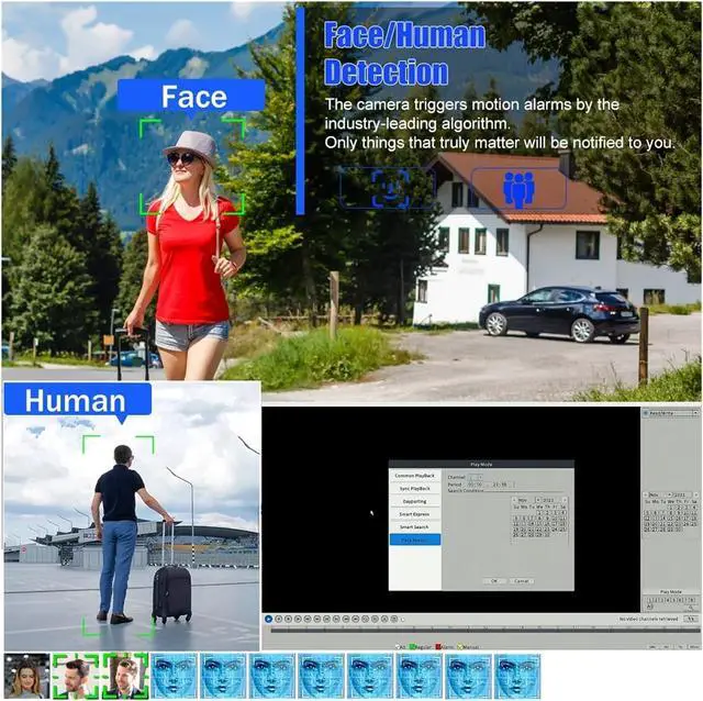 Alt view image 3 of 7 - Gadpiparty 5MP Wireless CCTV System 8CH NVR WiFi Camera Kit IP Cameras Security Audio Video Surveillance Set Two Way Audio Monitor(2PCS 5MP Camera)