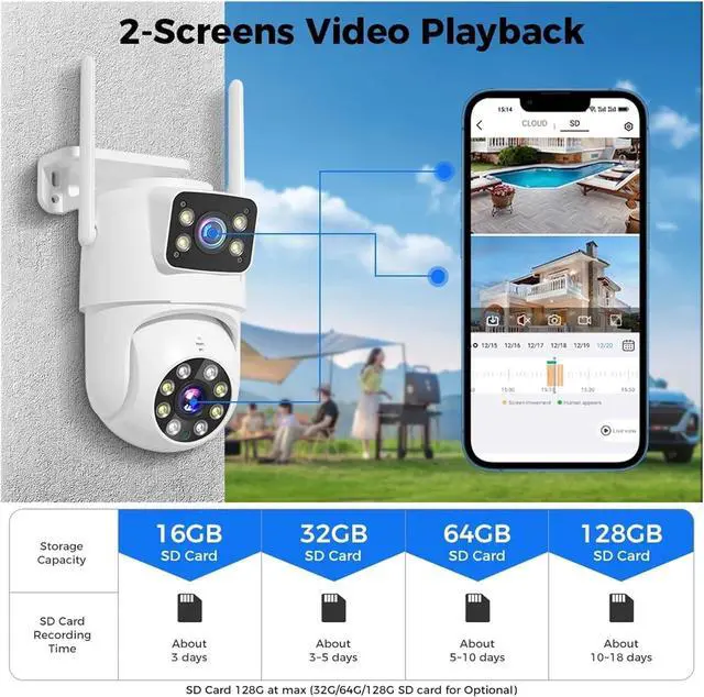 Alt view image 7 of 7 - Gadpiparty 6MP WiFi Dual Lens Camera Security System Kit 3K IP Cameras Security System 16CH NVR Wireless CCTV Surveillance System(None,16CH NVR 4 Cameras)