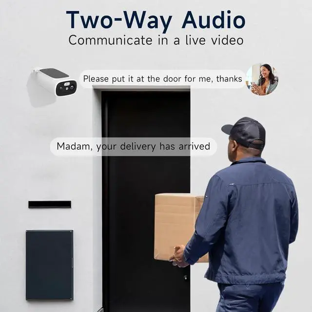 Alt view image 7 of 7 - Gadpiparty 2.4G/5G WiFi Cameras for Home Security, 2K Solar Camera Outdoor Wireless, Color Night Vision Spotlight Camera with 130°Wide View2-Way Audio, IP66, Cloud/SD, AI Detection, Works Alexa/Goog