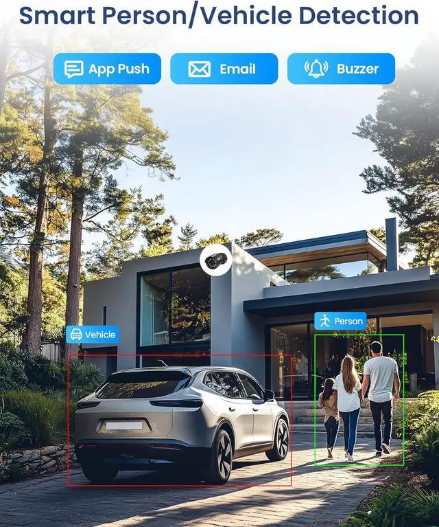 Alt view image 2 of 7 - Gadpiparty ZOSI 5MP 3K Lite CCTV Security Camera System with AI Human Vehicle Detection, 8CH H.265+ DVR and 4 x 1080p Surveillance Bullet Cameras Outdoor Indoor, 100ft Night Vision, IP66 Weatherproof