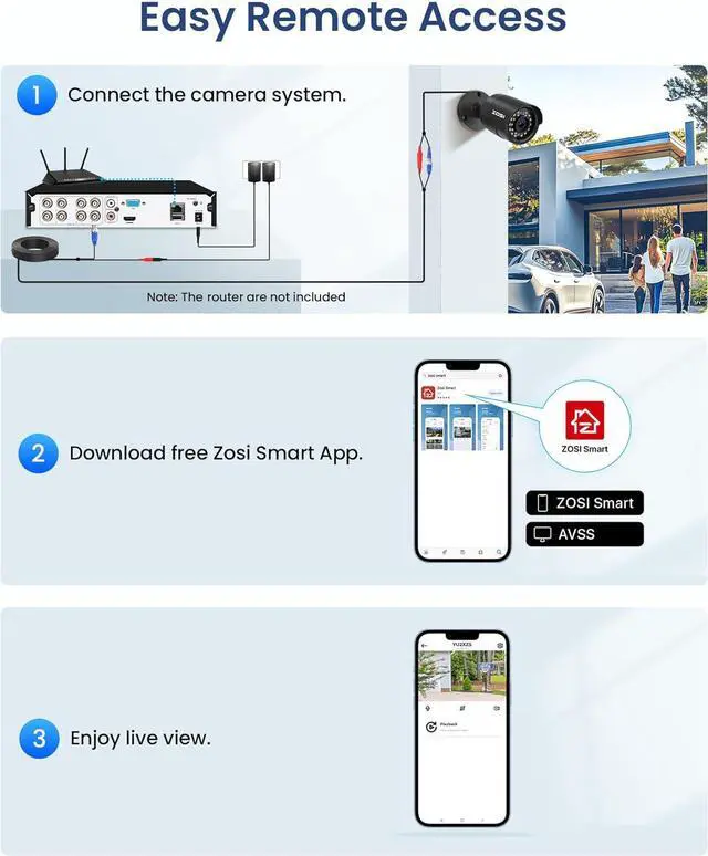 Alt view image 7 of 7 - Gadpiparty ZOSI 5MP 3K Lite CCTV Security Camera System with AI Human Vehicle Detection, 8CH H.265+ DVR and 4 x 1080p Surveillance Bullet Cameras Outdoor Indoor, 100ft Night Vision, IP66 Weatherproof
