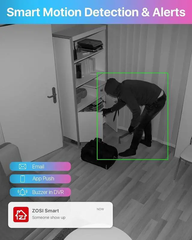 Alt view image 3 of 7 - Gadpiparty ZOSI 3K Lite 8CH H.265+ Home Security Camera System with AI Human/Vehicle Detection,Night Vision,5MP Lite 8 Channel CCTV DVR,4pcs 1080P 1920TVL 2MP Outdoor Indoor Surveillance Dome Cameras